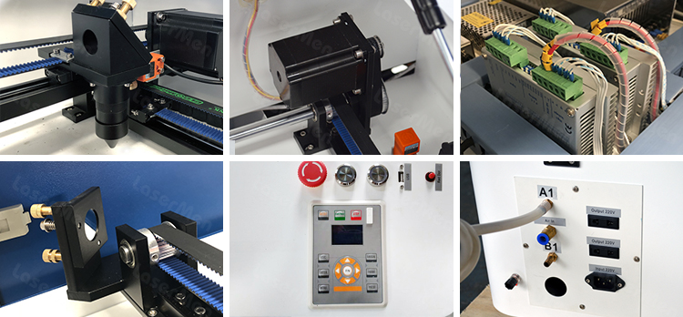 Detainles image od desktop co2 laser cutting engraving machine